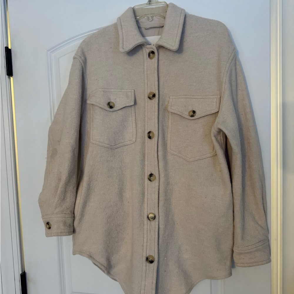 Aritzia Beige Teddy Jacket with Button Closure